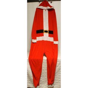 Top Shelf Red Santa Suit One Piece Union Suit Sleepwear Sz L Fleece/Flannel